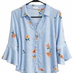 Women’s Floral Button-Down Blouse - M